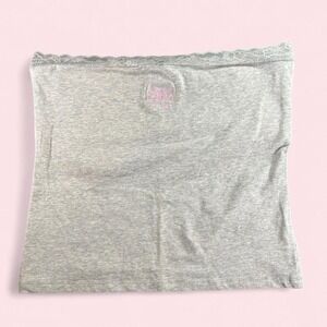 Gray Lace Pink Bow y2k Tube Top